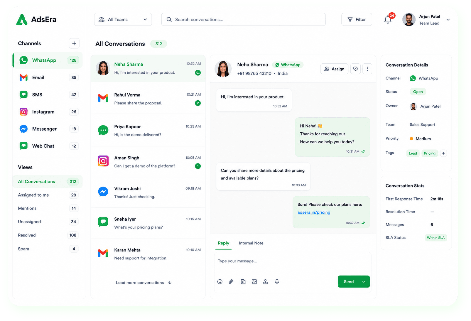 Omni-channel Inbox Dashboard