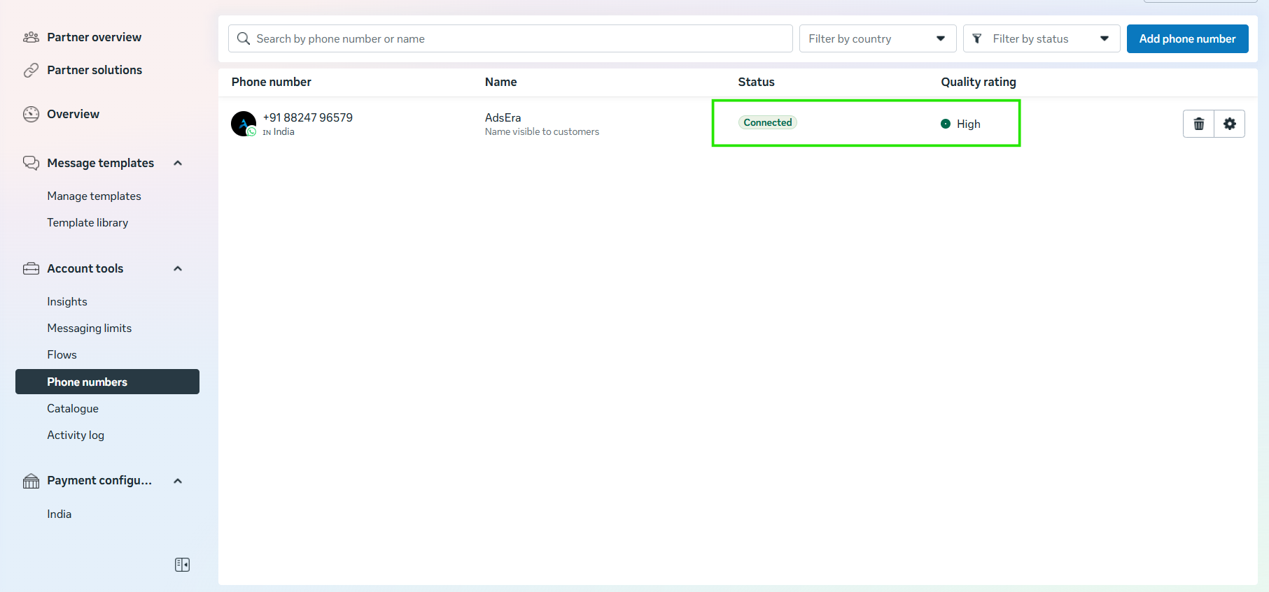 WhatsApp Number Quality Rating