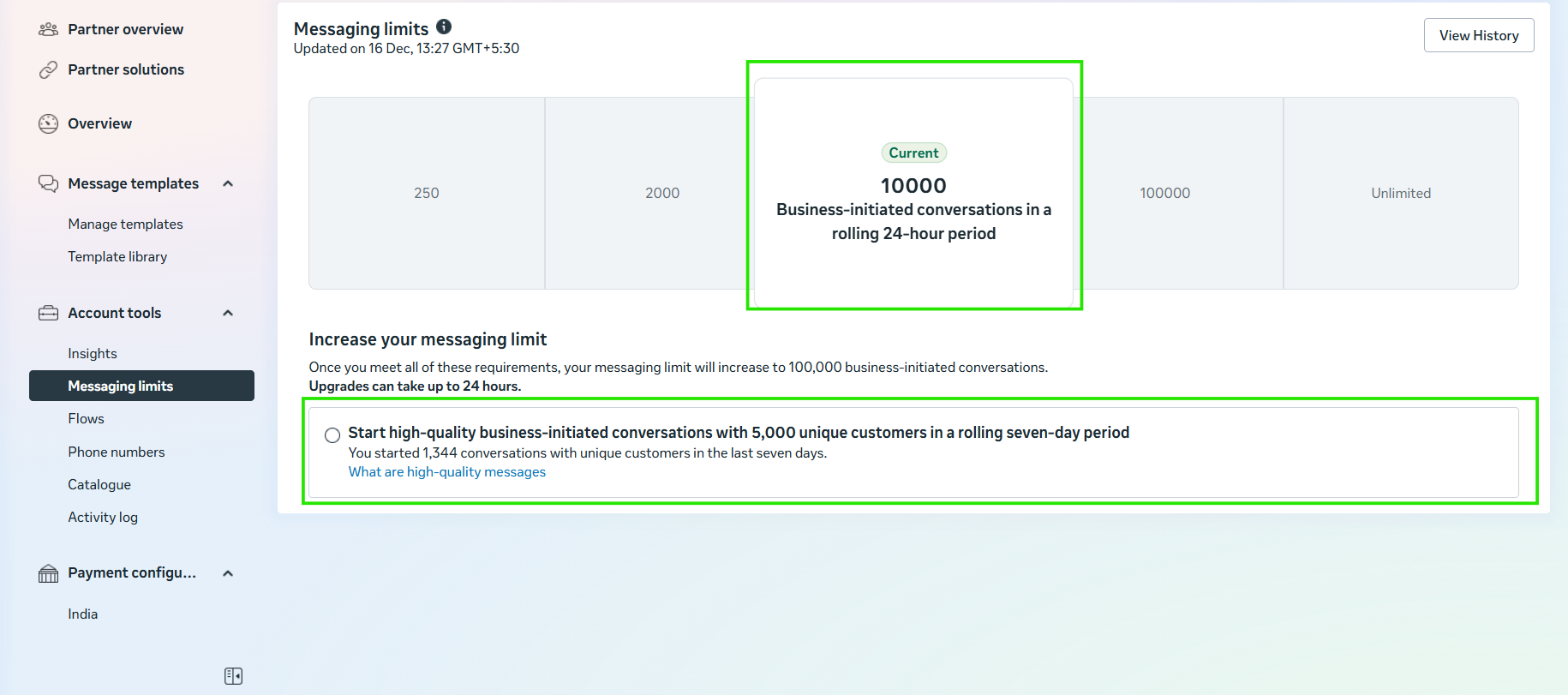 Meta's WhatsApp number messaging limits.